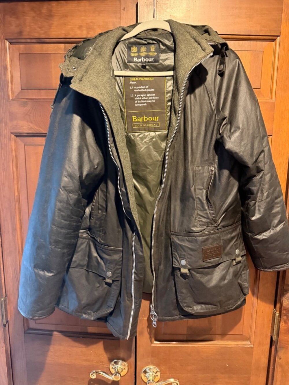 Barbour Gold Standard Supa Corbridge Waxed Cotton Jacket Size L Olive Green